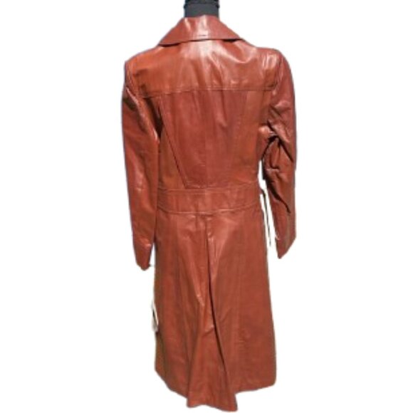 UNWORN Retro Vintage Leather Coat NWT Size M Fall Office Daily Wear Boho - Picture 3 of 13